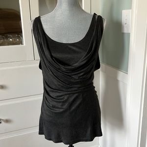 $295 NWT Bill Blass New York Grecian style charcoal heather draped knit tank 6